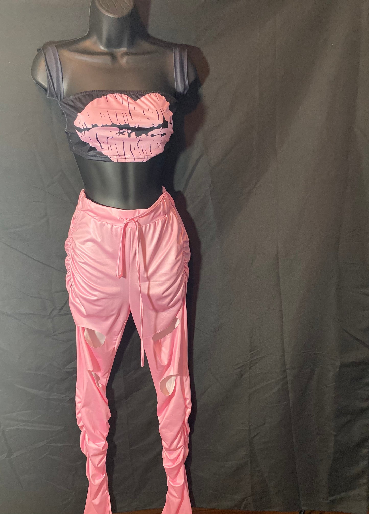Dynasty Kiss Me Set | Crop Top & Wide Leg Pants Set