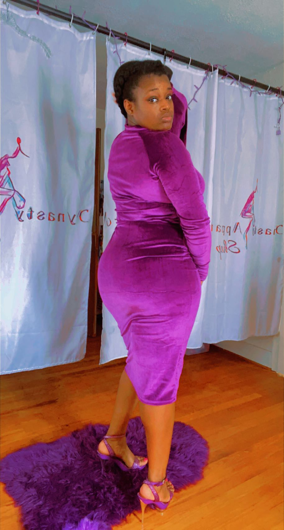Dynasty Velvet Muse Dress | Purple Suede Bodycontour Dress