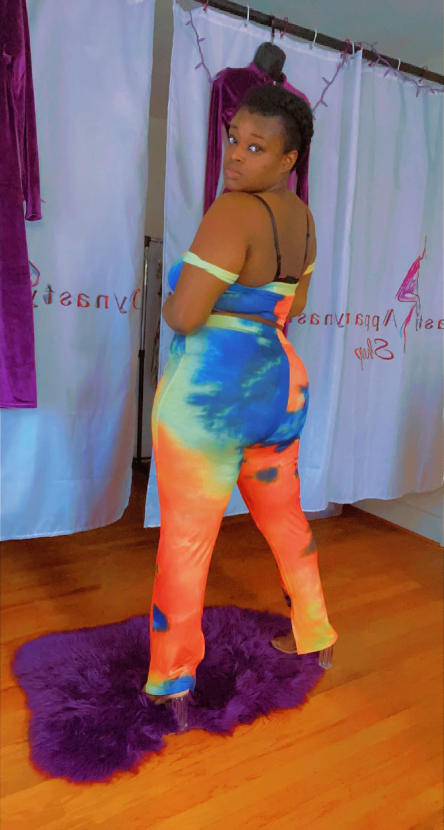 Women's Tie-Dyed Two-Piece Crop Top and Wide Legged Pants Set
