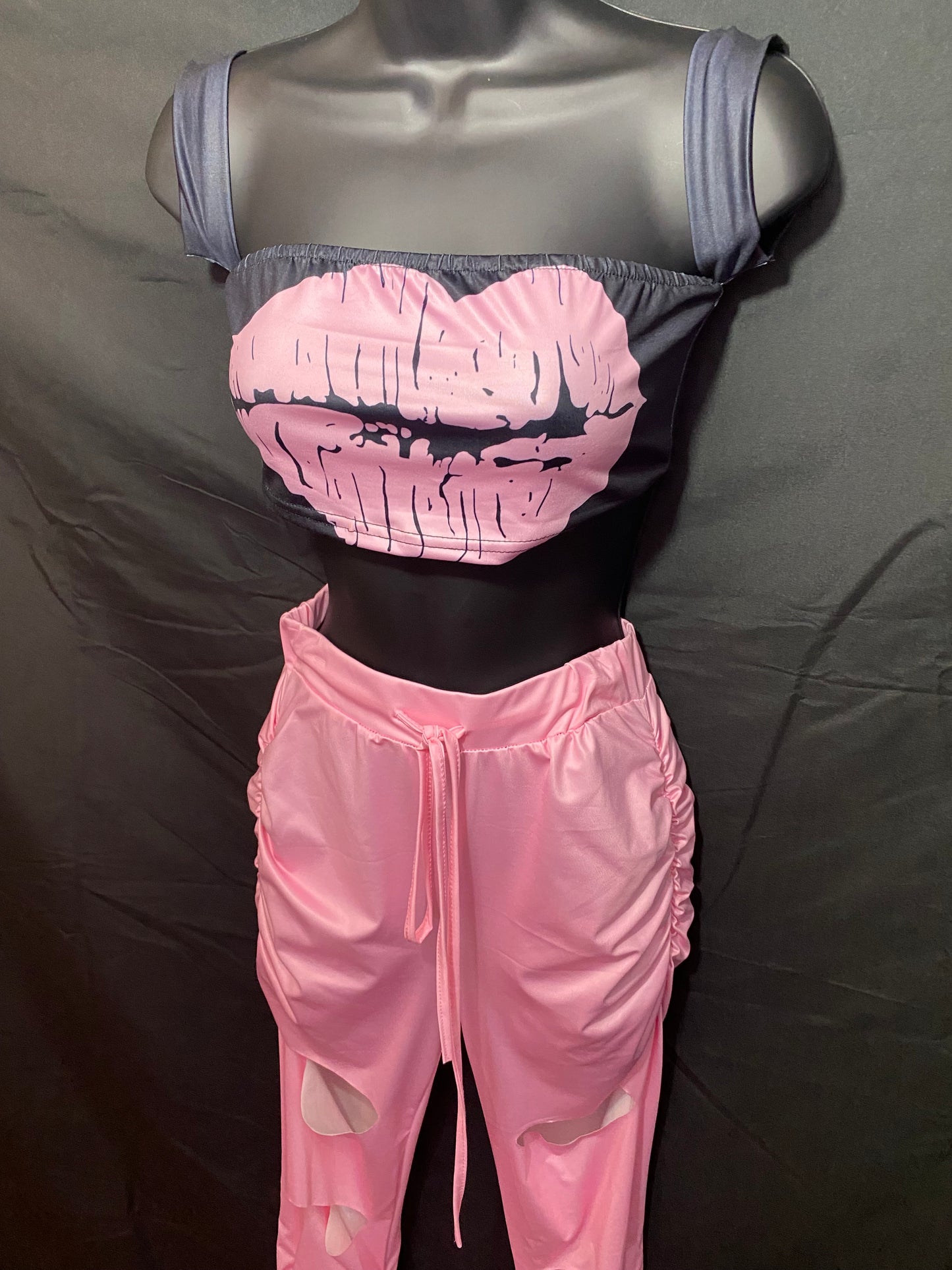 Dynasty Kiss Me Set | Crop Top & Wide Leg Pants Set