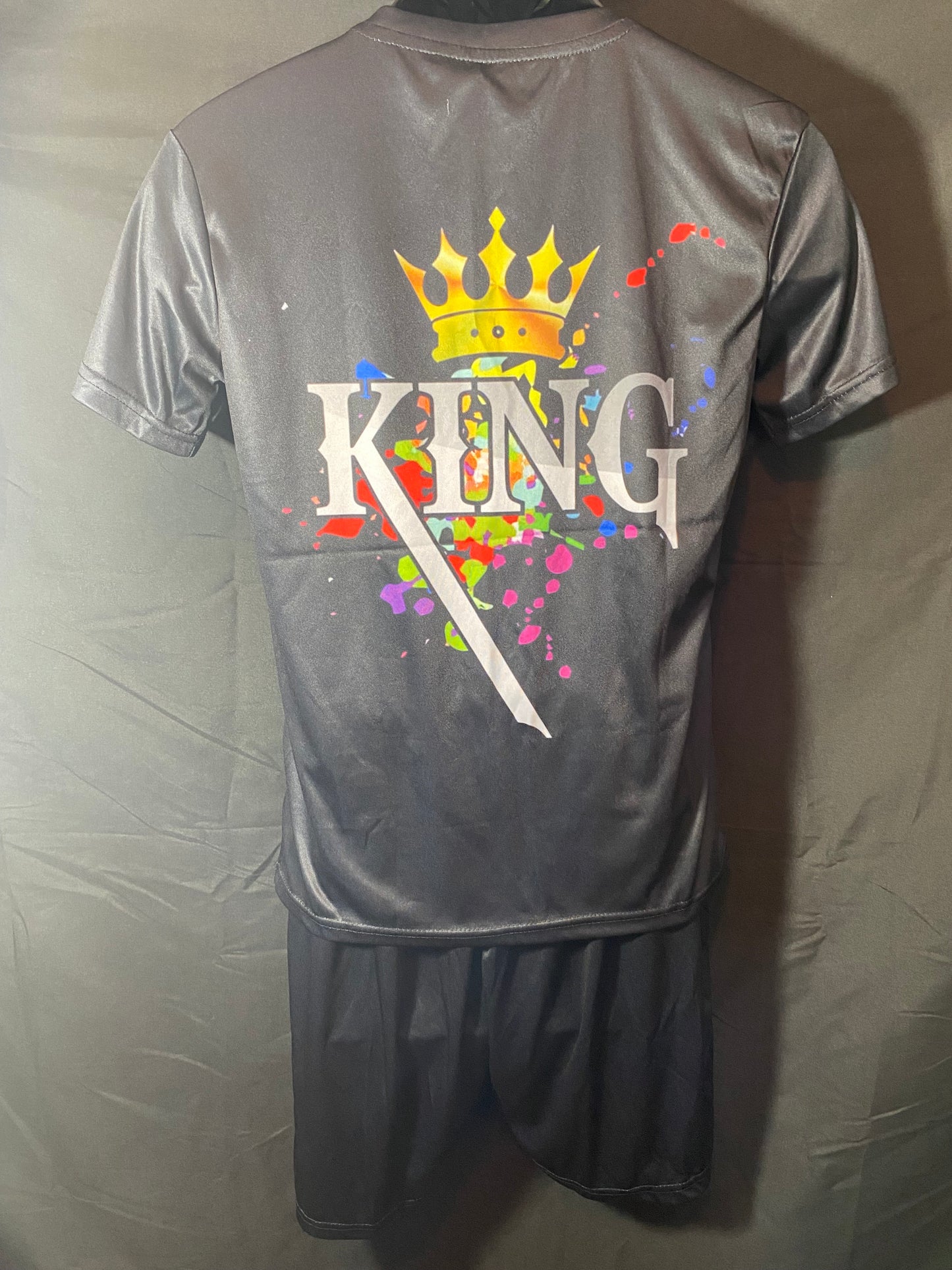 "Fit For a King" Men's two-piece Shirt and Short Set with Pockets