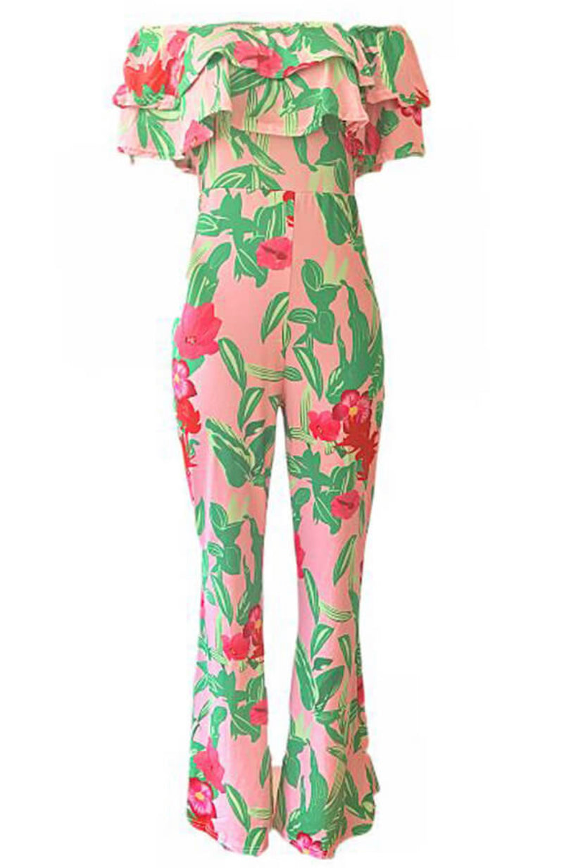 Floral Women's One-Piece Casual Off Shoulder Jumpsuit
