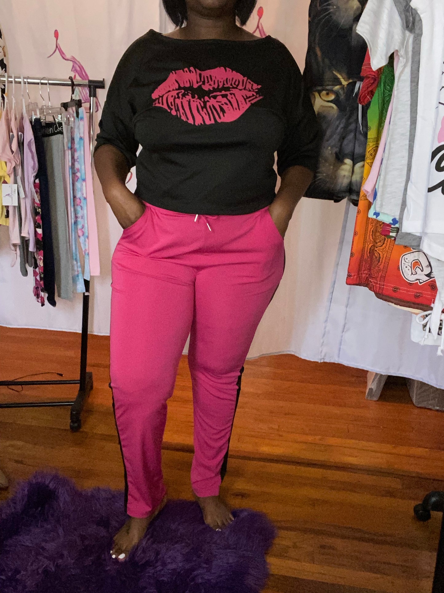 “Kiss Me” Women’s 2pc Crop Top & Pants Set